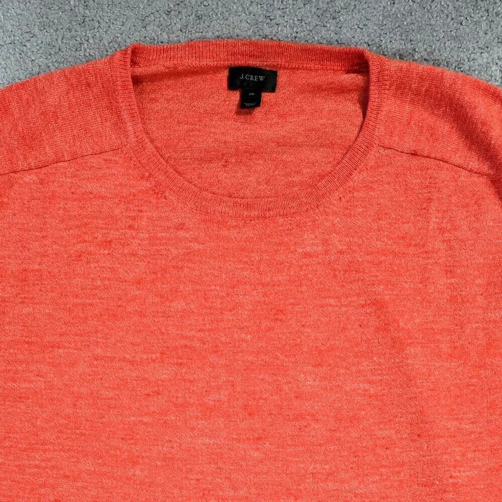 J. Crew Linen Blend Heather Orange Red Crew Neck Lightweight Sweater C4089